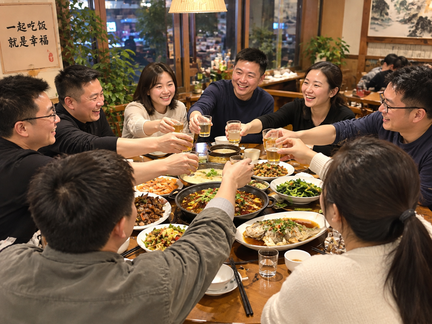 🍻 一顿饭，一份情，忙忙碌碌的日子里，难得大家聚在一起，聊聊工作，说说生活，吃的是美食，增进的是感情。一路同行不容易，感谢彼此的支持与陪伴，愿大家往后的日子里，工作顺心，生活舒心，咱们一起越来越好！
